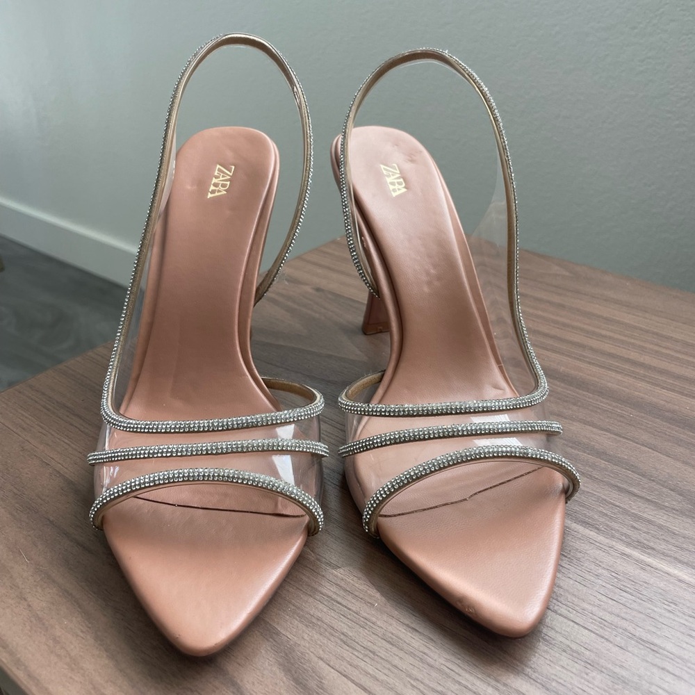 Zara Women's Elegant Tan Slingback Heels